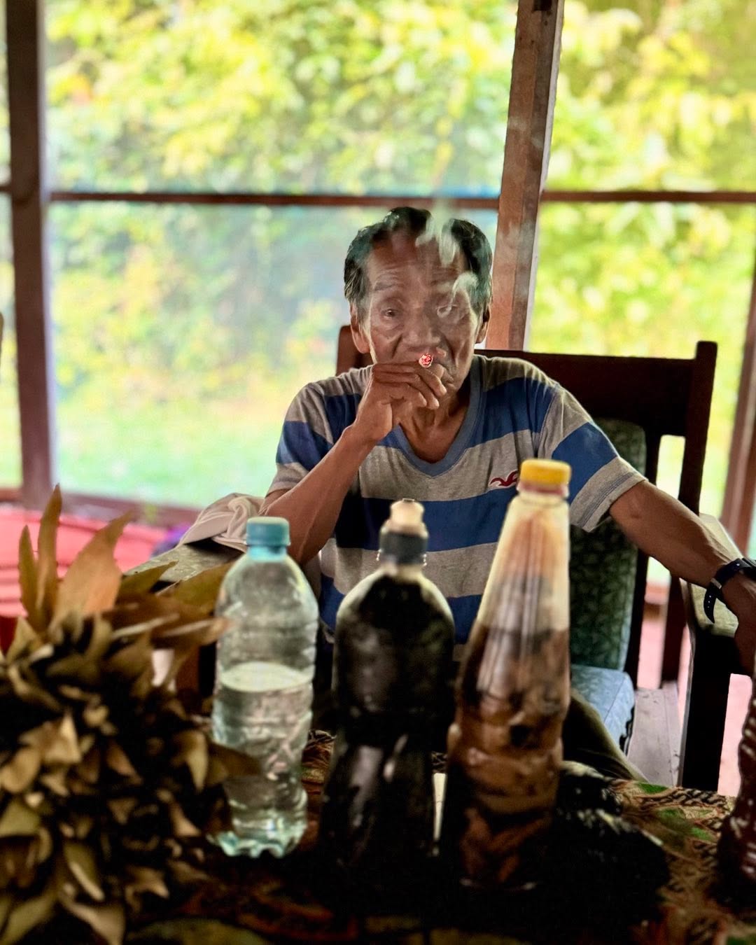 Don Benigno, affectionately known as the "Maestro de los Maestros" (Master of Masters), is one of the oldest and most respected shamans still practicing the ancient art of white magic in Iquitos, Peru.
Despite his advanced age of 80+, Don Benigno continues to drink the sacred ayahuasca medicine, a testament to his lifelong dedication to his craft.
Coming from the old school of vegetalistas, Don Benigno was born and raised on the border between Peru and Ecuador. His first encounter with Mother Ayahuasca occurred when he was just six years old, and his powerful icaros—the sacred chants used during ayahuasca ceremonies—are a blend of native Quechua and Spanish.
Don Benigno has been an integral part of La Luna del Amazonas since its inception, sharing his vast knowledge and wisdom with students, patients, and guests from around the world. As a renowned master, he has numerous disciples and has treated countless individuals seeking healing from a wide array of ailments.